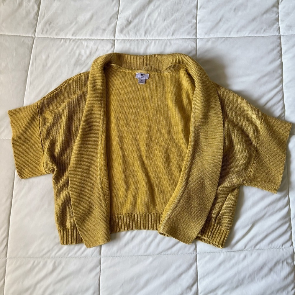 Worthington Knit Open Cropped Cardigan Sweater in Fun Green Size XL